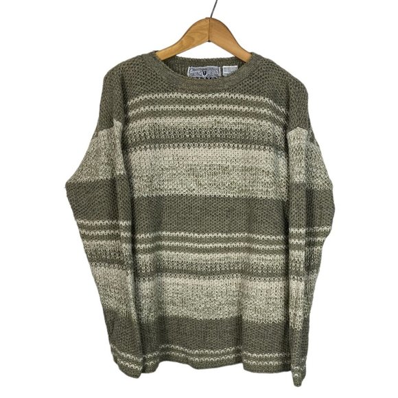 Vintage Other - VINTAGE 90s Loose Knit Silk Blend Neutral Patterned Sweater Size Large